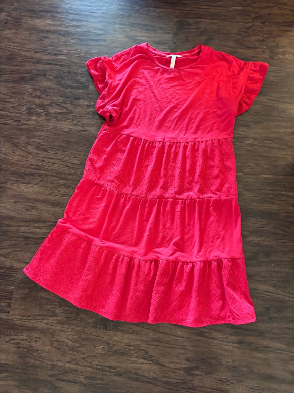 Matilda Jane Bright Red Tiered Short Sleeve Dress
